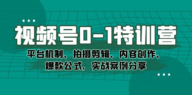 视频号0-1特训营：平台机制、拍摄剪辑、内容创作、爆款公式，实战案例分享-杨振轩笔记