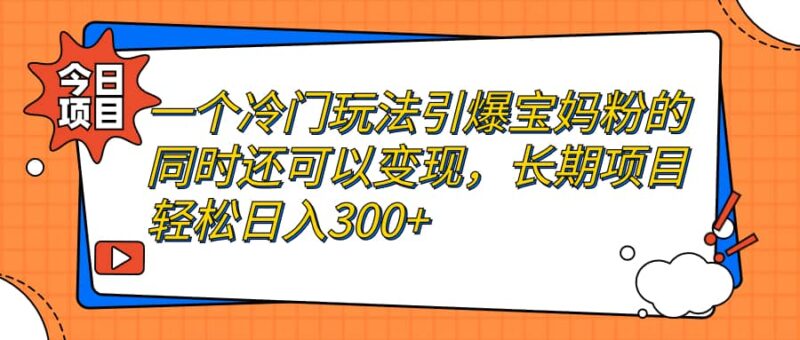 一个冷门玩法引爆宝妈粉的同时还可以变现,长期项目轻松日入300-杨振轩笔记