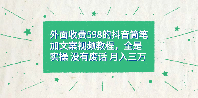 外面收费598抖音简笔加文案教程，全是实操 没有废话 月入三万（教程 资料）-杨振轩笔记