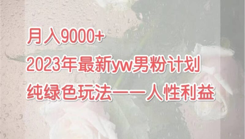 月入9000 2023年9月最新yw男粉计划绿色玩法——人性之利益-杨振轩笔记