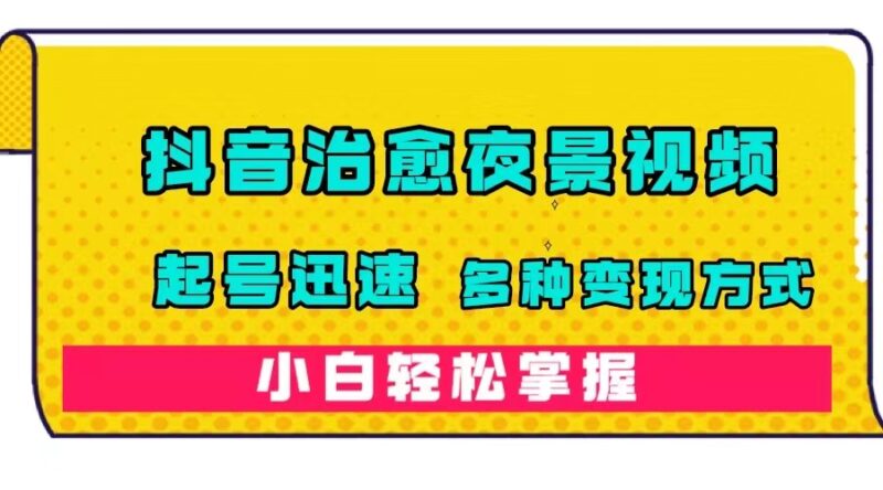 抖音治愈系夜景视频,起号迅速,多种变现方式,小白轻松掌握(附120G素材)-杨振轩笔记