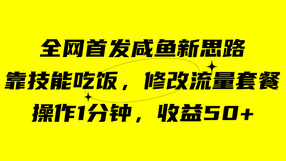 咸鱼冷门新玩法，靠“技能吃饭”，修改流量套餐，操作1分钟，收益50-杨振轩笔记