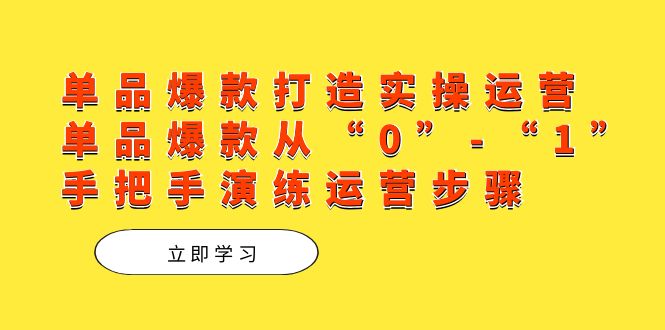 单品爆款打造实操运营，单品爆款从“0”-“1”手把手演练运营步骤-杨振轩笔记