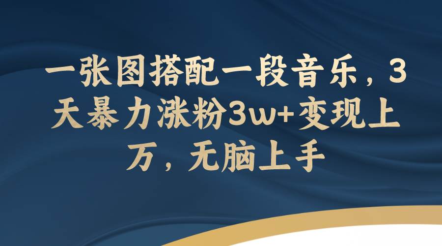 一张图搭配一段音乐，3天暴力涨粉3w 变现上万，无脑上手-杨振轩笔记