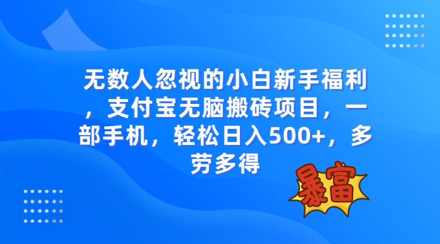 无数人忽视的项目，支付宝无脑搬砖项目，一部手机即可操作，轻松日入500-杨振轩笔记