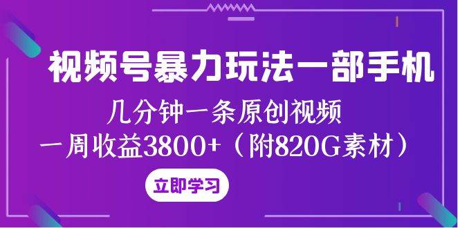 视频号暴力玩法一部手机 几分钟一条原创视频 一周收益3800 （附820G素材）-杨振轩笔记