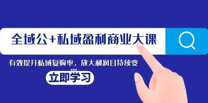 全域公 私域盈利商业大课，有效提升私域复购率，放大利润且持续变现-杨振轩笔记
