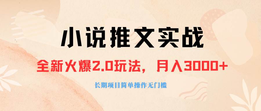 外面收费990的小说推广软件，零粉丝可变现，月入3000 ，小白当天即上手-杨振轩笔记