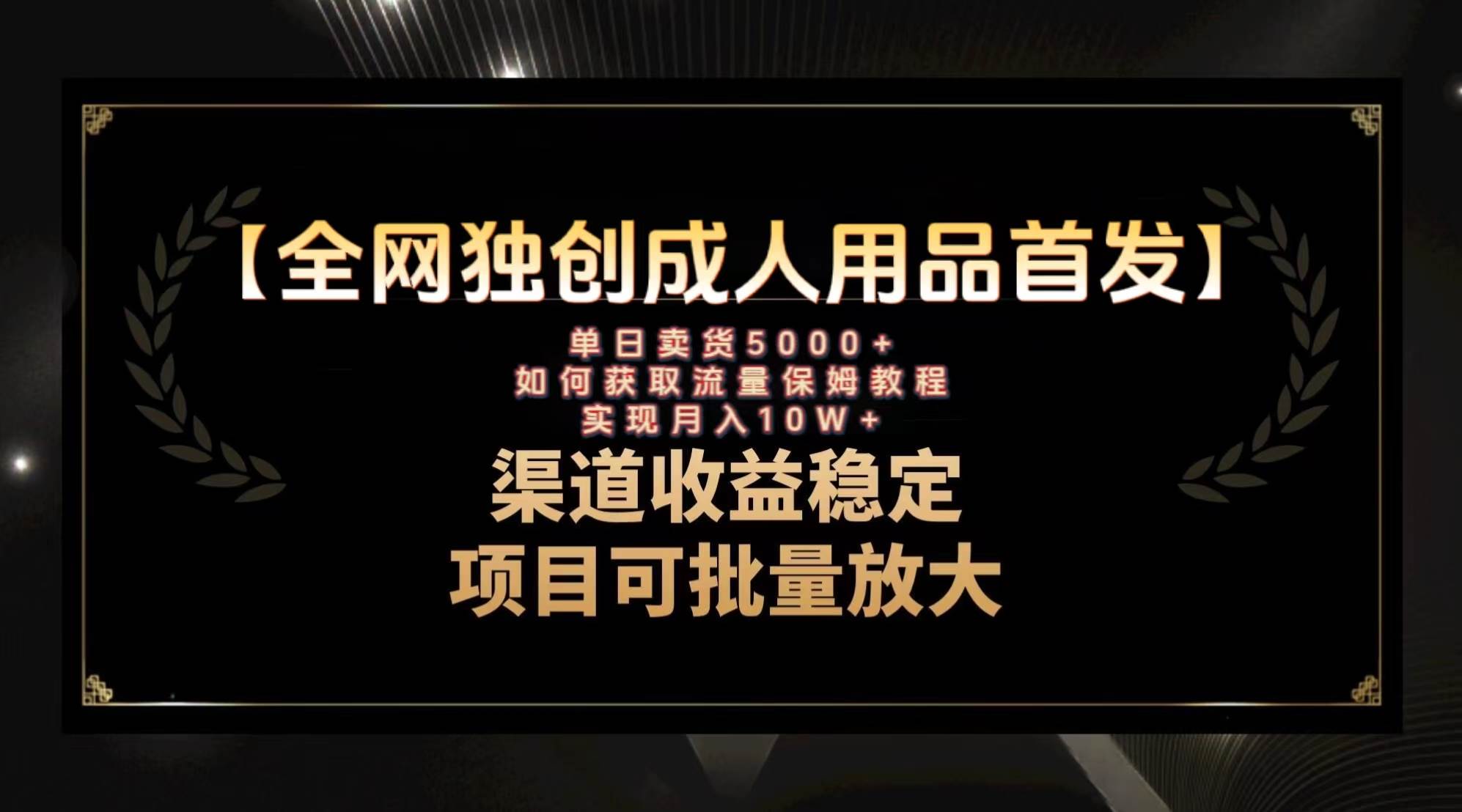 最新全网独创首发，成人用品赛道引流获客，月入10w保姆级教程-杨振轩笔记
