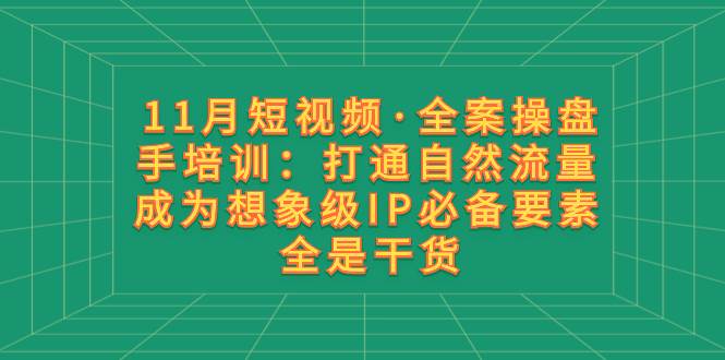 11月短视频·全案操盘手培训：打通自然流量 成为想象级IP必备要素 全是干货-杨振轩笔记
