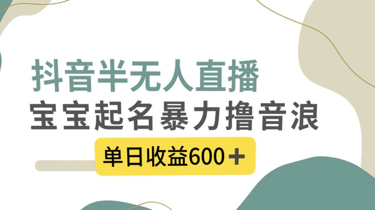 抖音半无人直播，宝宝起名，暴力撸音浪，单日收益600-杨振轩笔记