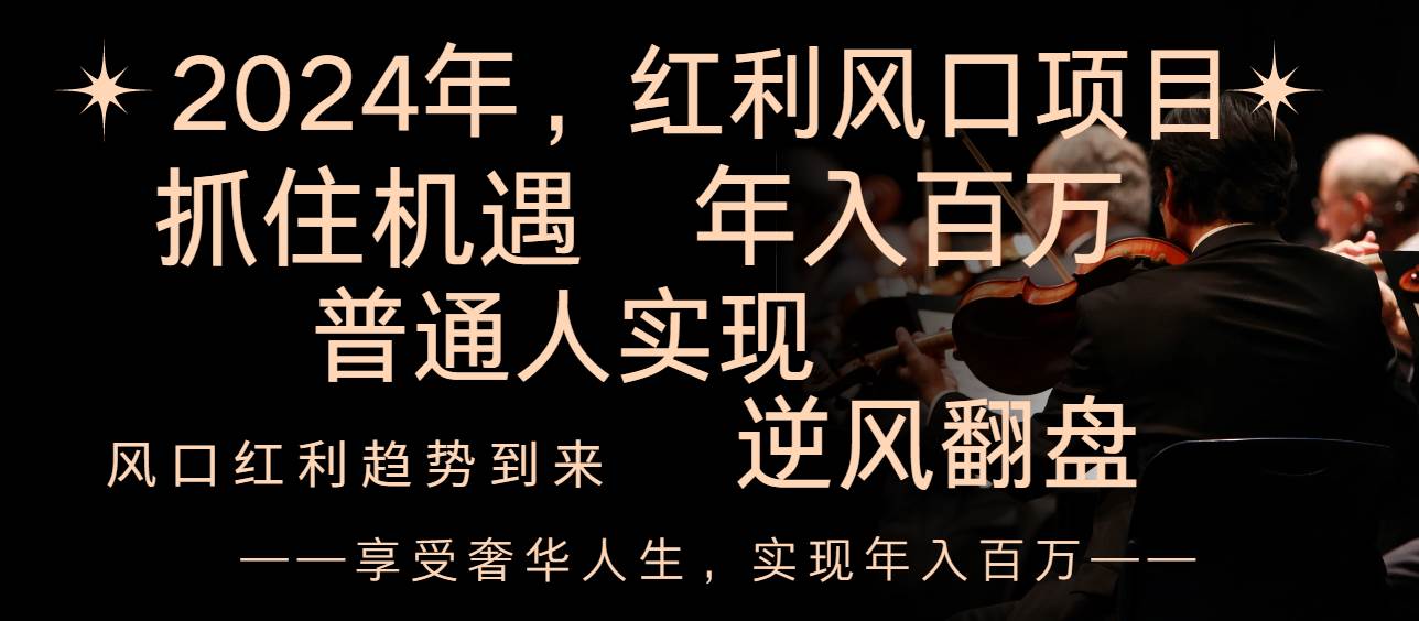 2024红利风口项目来袭，享受第一波红利，逆风翻盘普通人也能实现，年入百万-杨振轩笔记