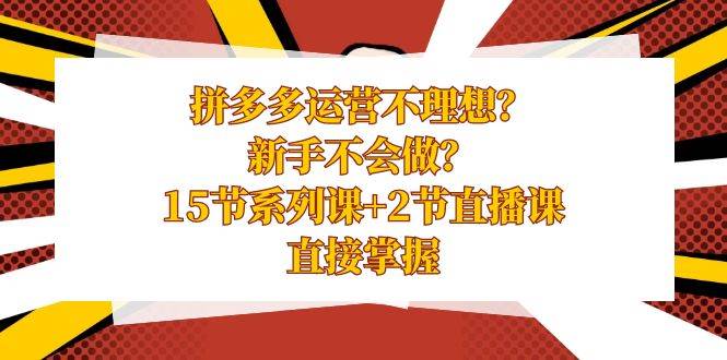 拼多多运营不理想？新手不会做？15节系列课 2节直播课，直接掌握-杨振轩笔记