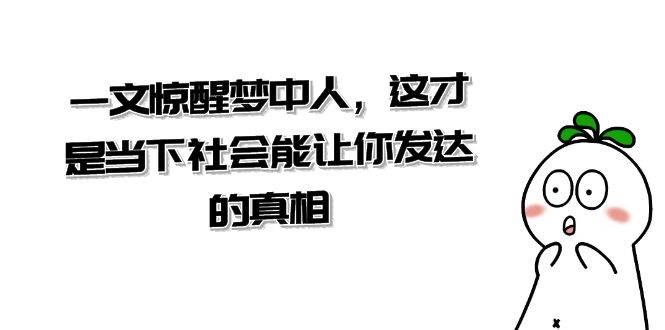 某公众号付费文章《一文 惊醒梦中人，这才是当下社会能让你发达的真相》-杨振轩笔记