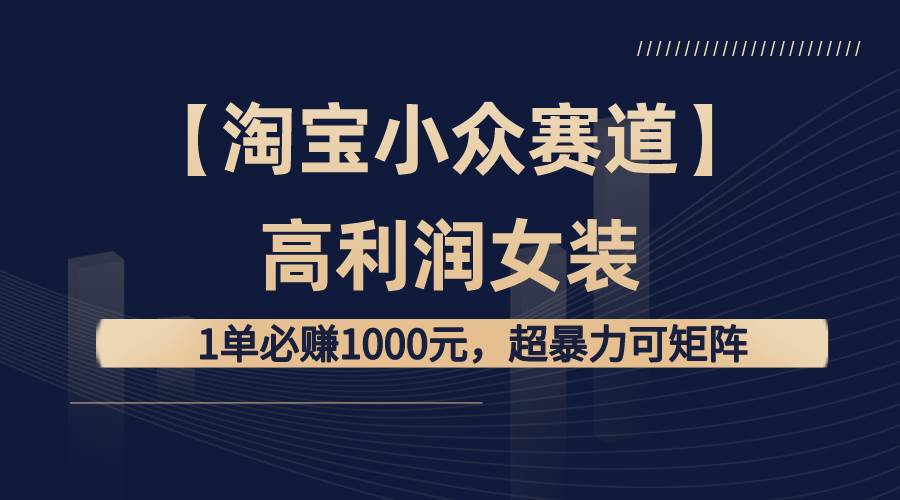 【淘宝小众赛道】高利润女装：1单必赚1000元，超暴力可矩阵-杨振轩笔记