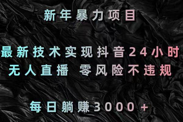 新年暴力项目，最新技术实现抖音24小时无人直播 零风险不违规 每日躺赚3000-杨振轩笔记