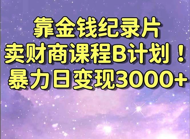 靠金钱纪录片卖财商课程B计划！暴力日变现3000+，喂饭式干货教程！-杨振轩笔记