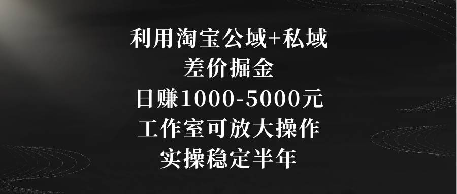 利用淘宝公域+私域差价掘金，日赚1000-5000元，工作室可放大操作，实操…-杨振轩笔记