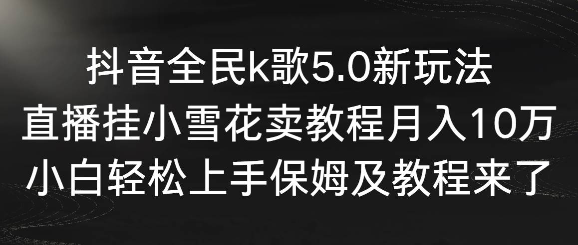 抖音全民k歌5.0新玩法，直播挂小雪花卖教程月入10万，小白轻松上手，保…-杨振轩笔记