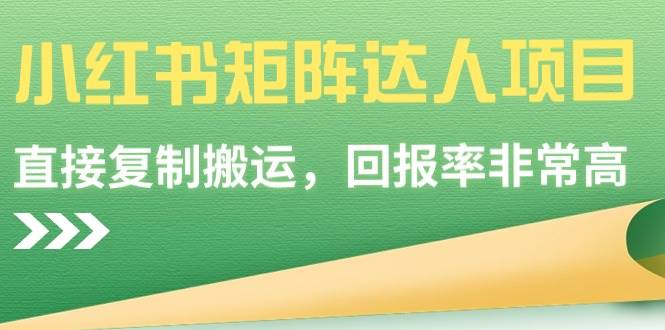 小红书矩阵达人项目，直接复制搬运，回报率非常高-杨振轩笔记