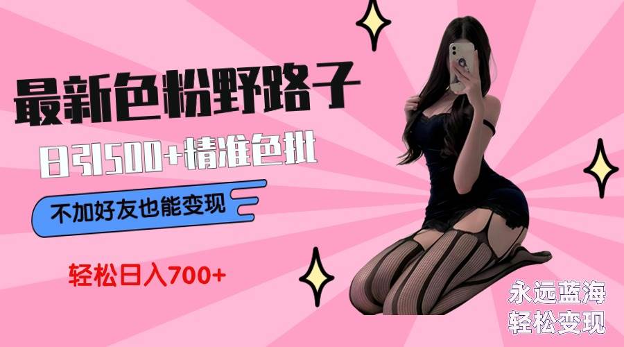 最新色粉变现野路子，日引500+老色批 可不加好友直接变现 小白轻松日入700+-杨振轩笔记