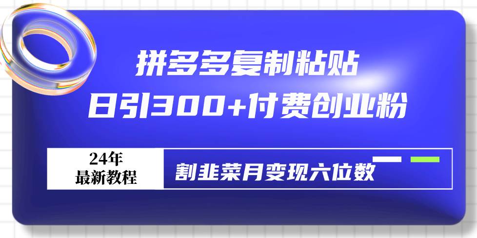 拼多多复制粘贴日引300+付费创业粉，割韭菜月变现六位数最新教程！-杨振轩笔记