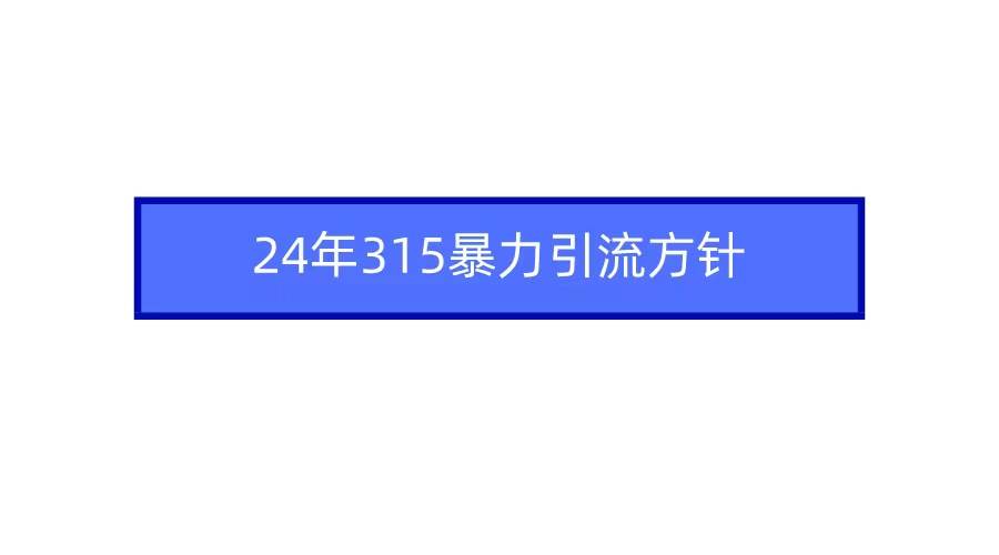 2024年315暴力引流方针-杨振轩笔记