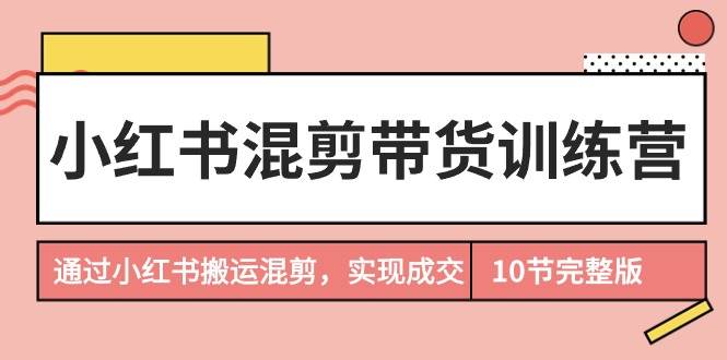 小红书混剪带货训练营，通过小红书搬运混剪，实现成交（10节课完结版）-杨振轩笔记