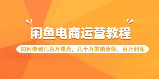 闲鱼电商运营教程：如何做到几百万曝光，几十万的销售额，百万利润-杨振轩笔记