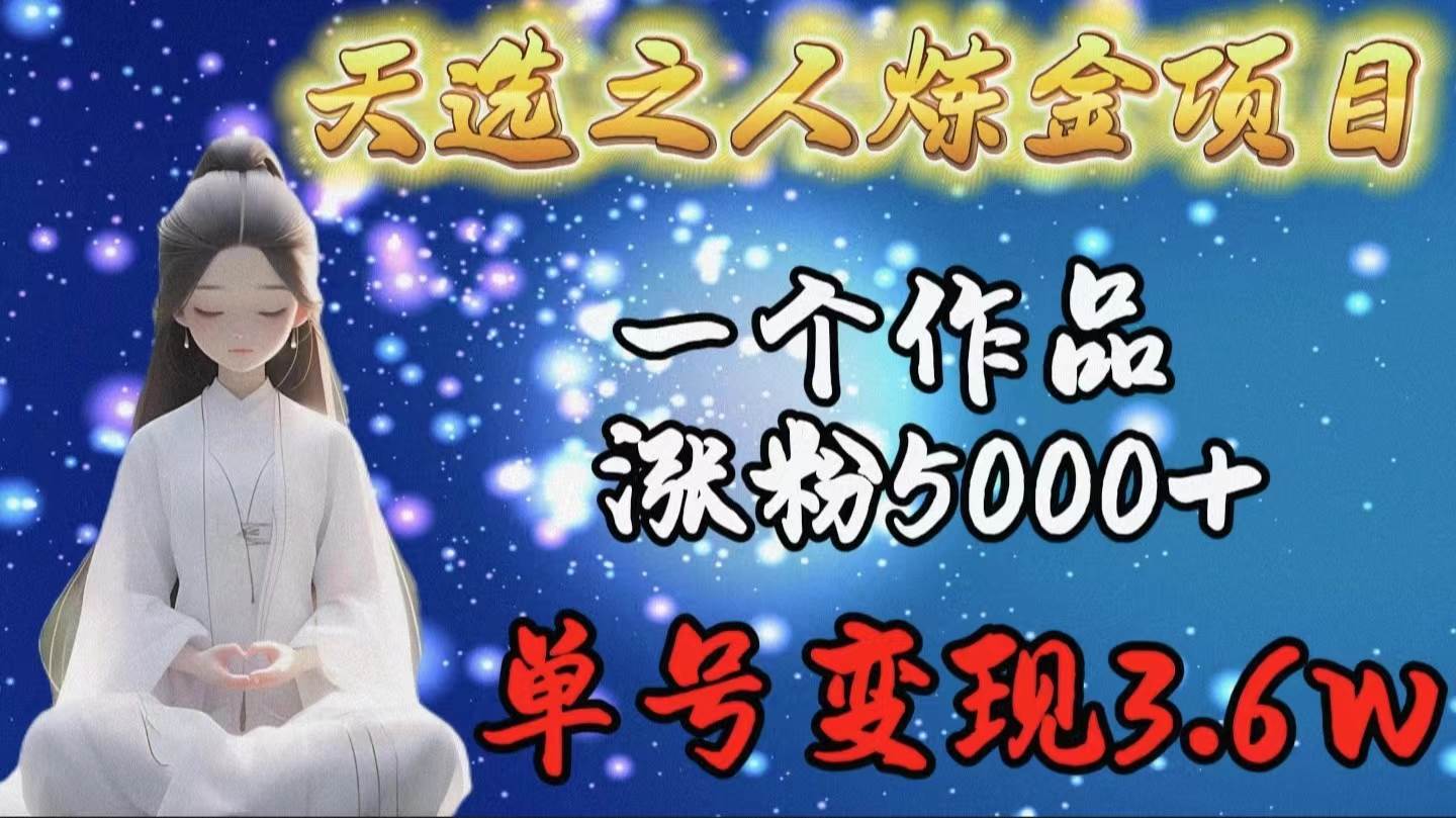 天选之人炼金项目，一个作品涨粉5000+，单号变现3.6w-杨振轩笔记
