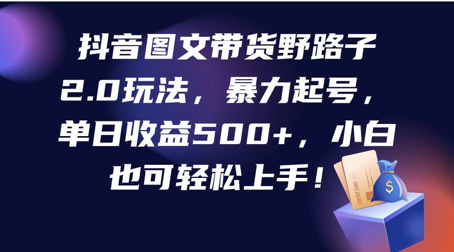 抖音图文带货野路子2.0玩法，暴力起号，单日收益500+，小白也可轻松上手！-杨振轩笔记