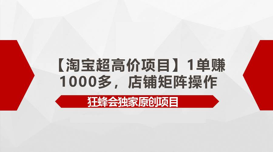 【淘宝超高价项目】1单赚1000多，店铺矩阵操作-杨振轩笔记
