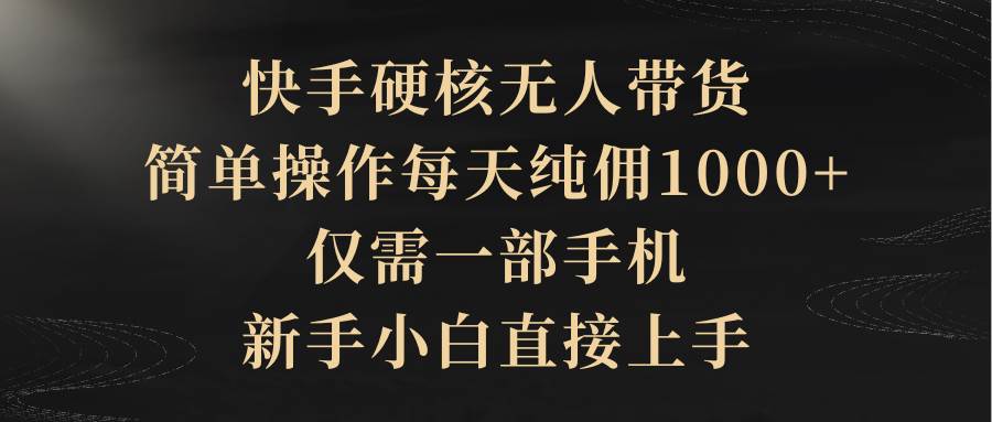 快手硬核无人带货，简单操作每天纯佣1000+,仅需一部手机，新手小白直接上手-杨振轩笔记