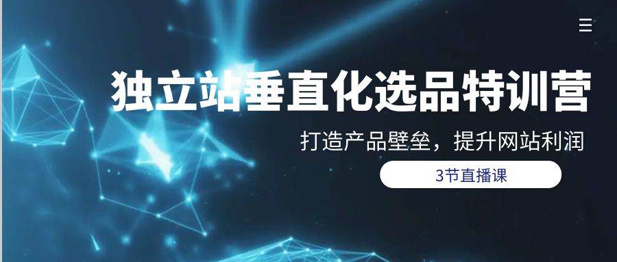 独立站-垂直化选品训练营，打造产品壁垒，提升网站利润（3节直播课）-杨振轩笔记