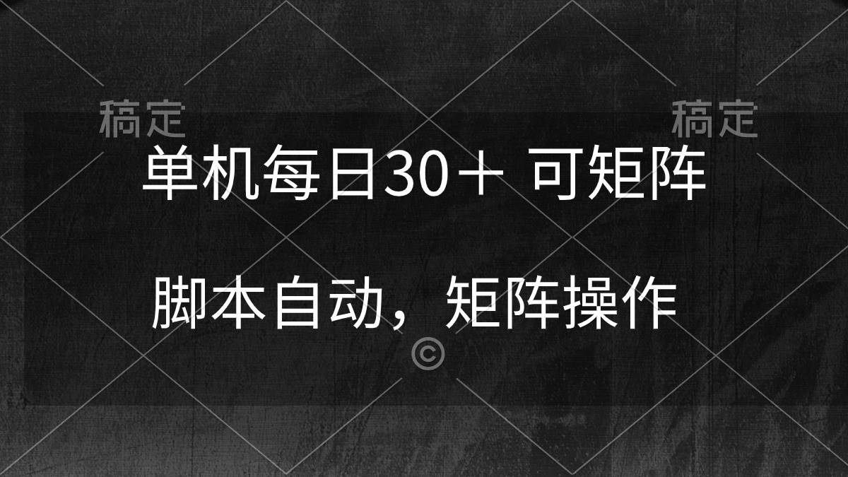 单机每日30＋ 可矩阵，脚本自动 稳定躺赚-杨振轩笔记