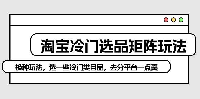 淘宝冷门选品矩阵玩法：换种玩法，选一些冷门类目品，去分平台一点羹-杨振轩笔记