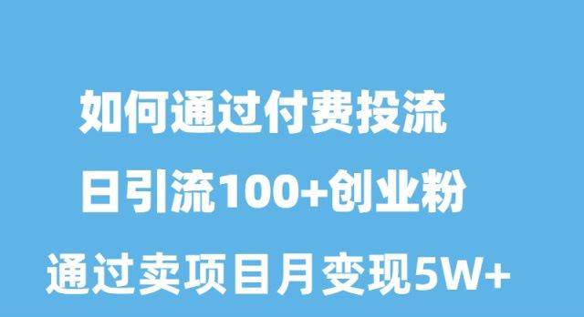 如何通过付费投流日引流100+创业粉月变现5W+-杨振轩笔记