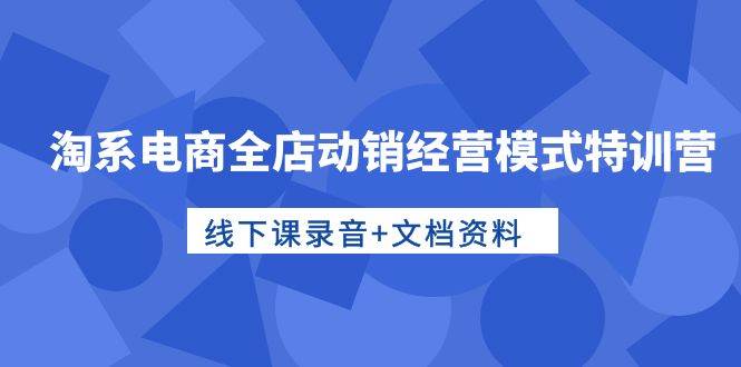 淘系电商全店动销经营模式特训营，线下课录音+文档资料-杨振轩笔记