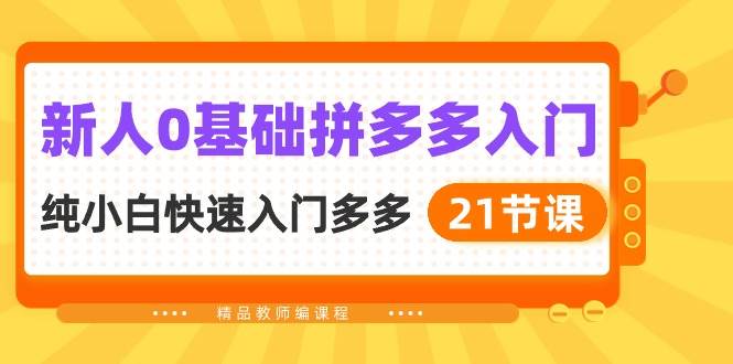 新人0基础拼多多入门，纯小白快速入门多多（21节课）-杨振轩笔记