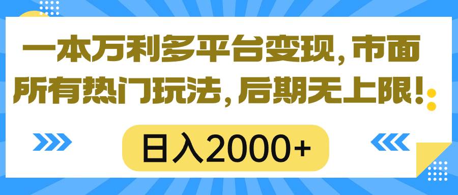 一本万利多平台变现，市面所有热门玩法，日入2000+，后期无上限！-杨振轩笔记