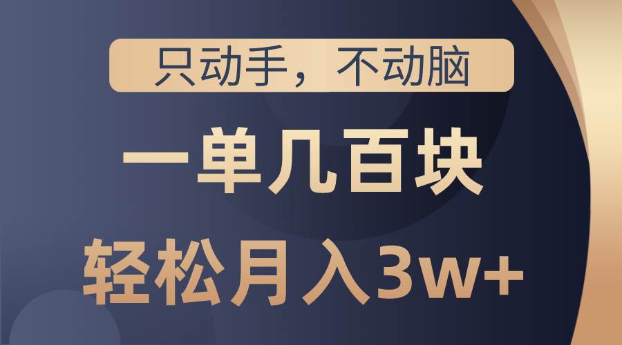 只动手不动脑，一单几百块，轻松月入3w+，看完就能直接操作，详细教程-杨振轩笔记