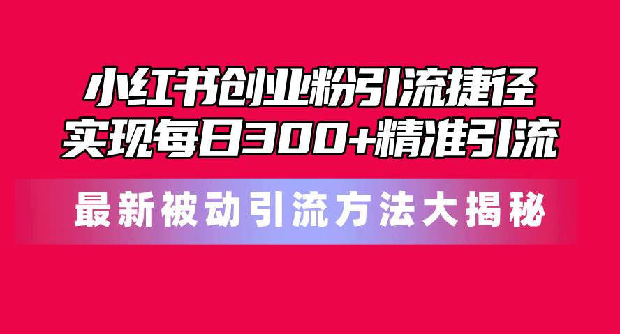 小红书创业粉引流捷径！最新被动引流方法大揭秘，实现每日300+精准引流-杨振轩笔记